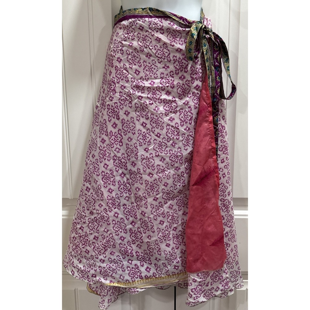 NWT Iris Impressions Tiered 100% Silk  Wrap Skirt  48 Waist Flowy Fairy Romantic